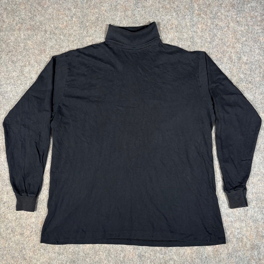 VTG Cross Creek Turtleneck Shirt Mens XL‎ Black Long Sleeve 100% Cotton USA
